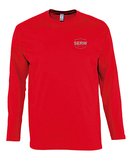 MONARCH tričko pánské dl.ruk. - červená - potisk SERW retroreflex