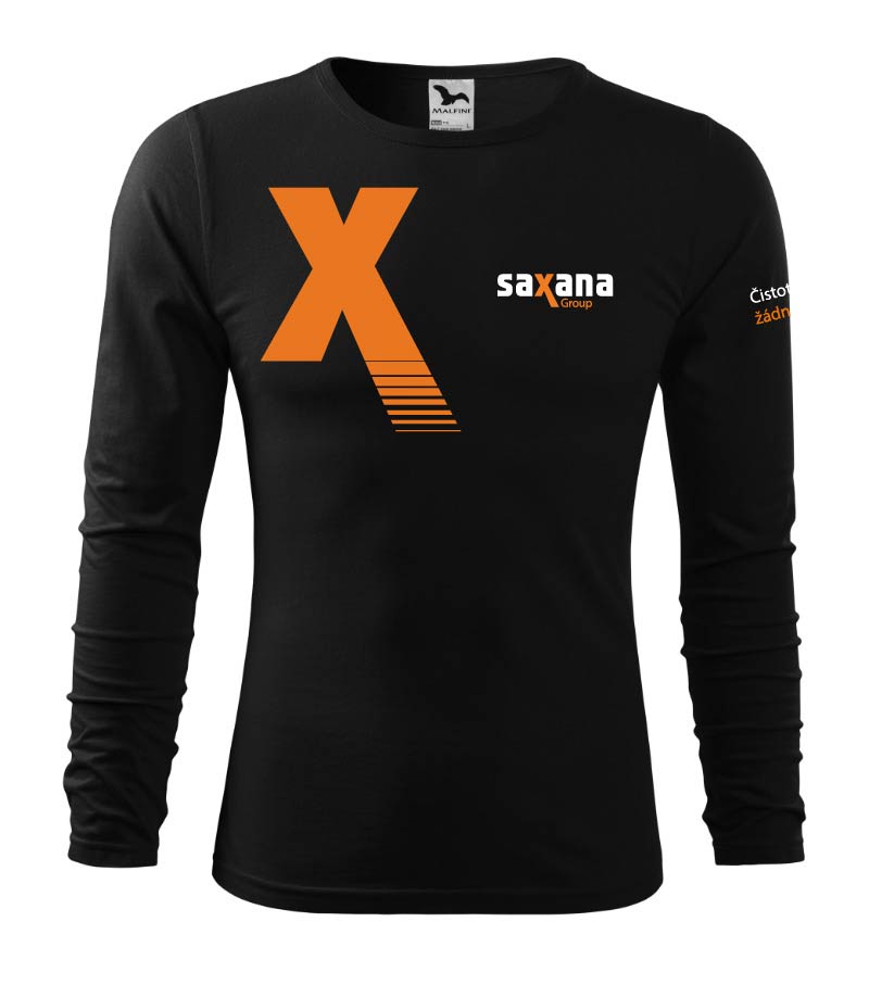 FIT-T LS 119 tričko pánské dl.ruk. - černá - potisk SAXANA