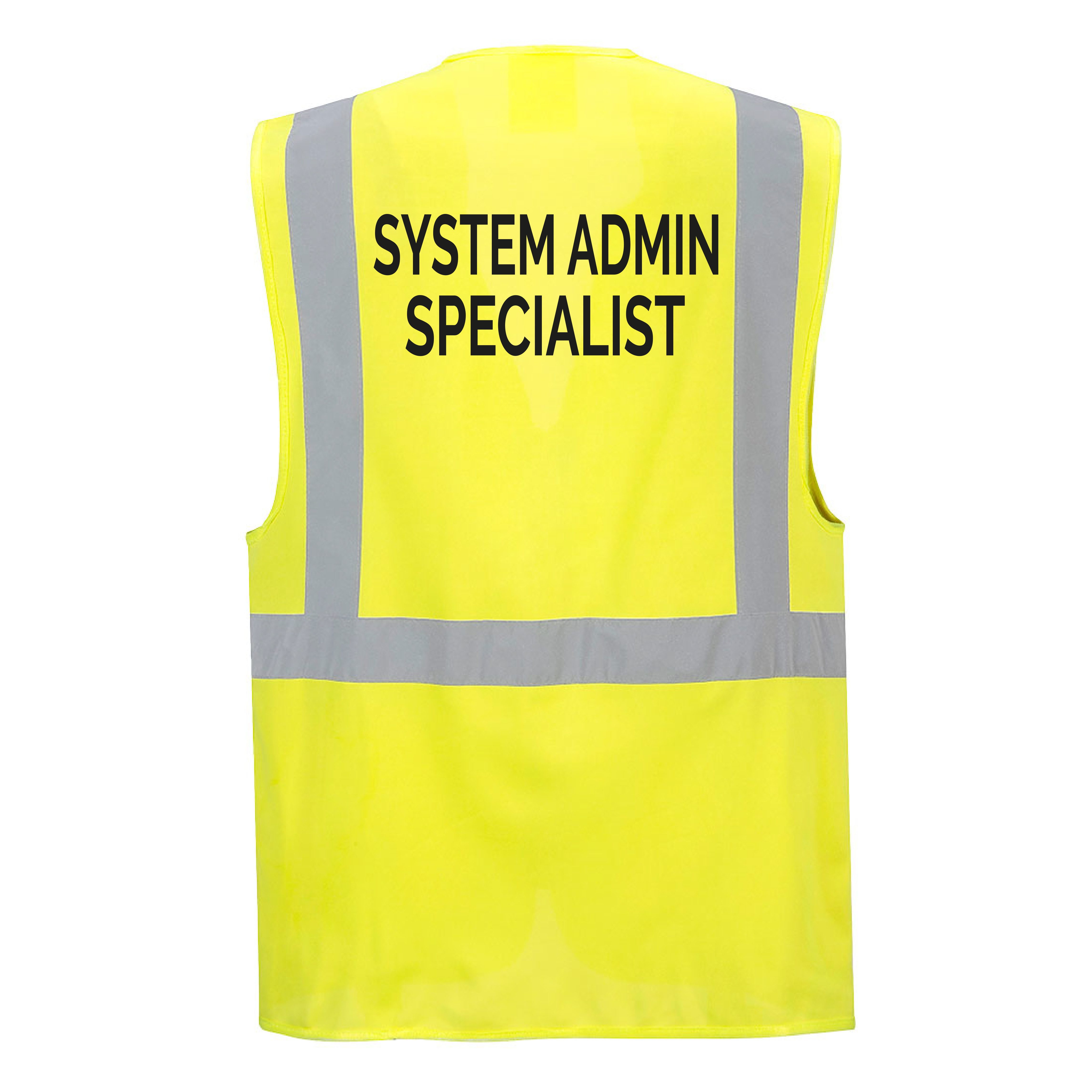 BERLIN vesta unisex reflexní manažerská - žlutá - potisk FM Česká "SYSTEM ADMIN SPECIALIST"