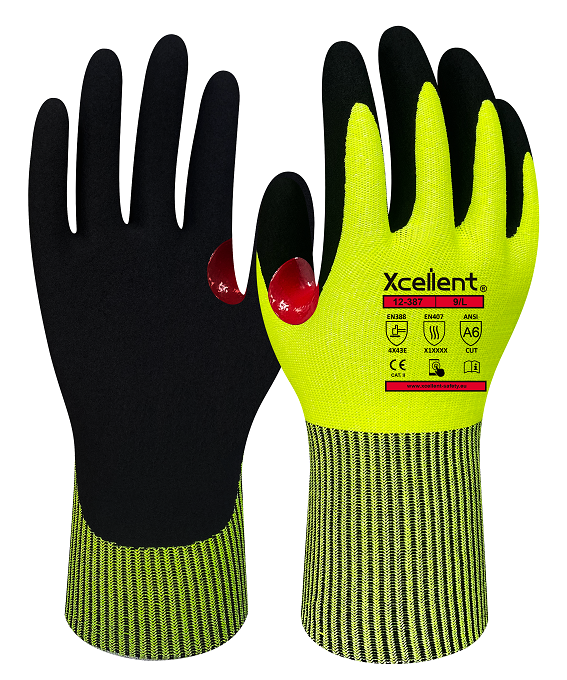 XCELLENT 12-387 rukavice unisex - žlutá/černá