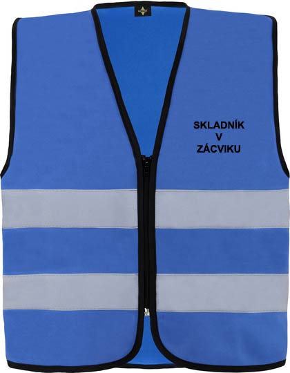 COLOGNE bezpečnostní vesta se zipem unisex - modrá - potisk SIKO "Skladník v zácviku"