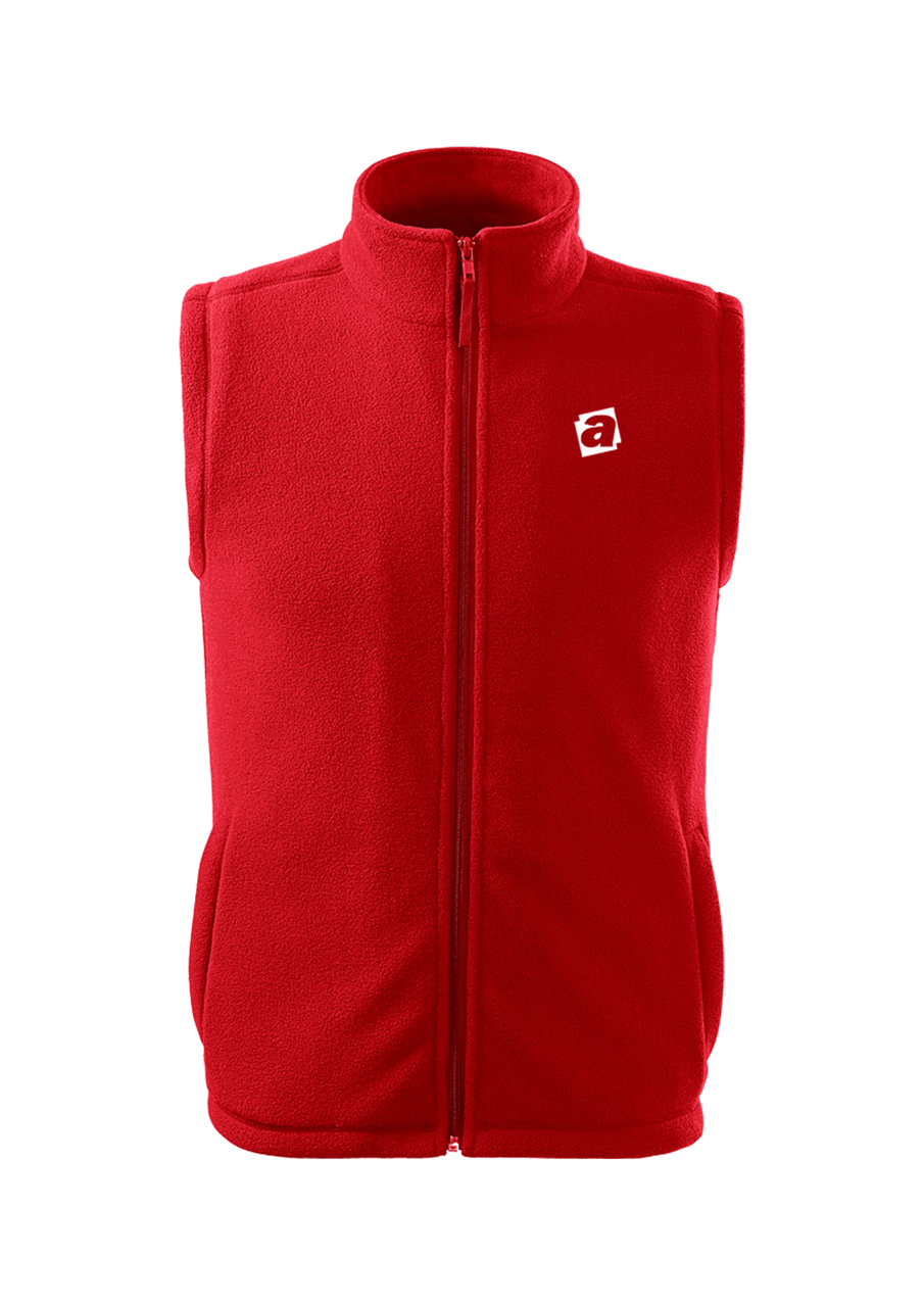 NEXT fleece - vesta unisex - červená - výšivka ALZA-UNI + TRAINER (logistika)