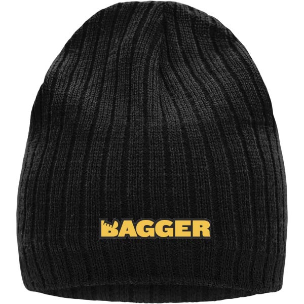 MB7102 Knitted Hat - černá - PVC nášivka BAGGER