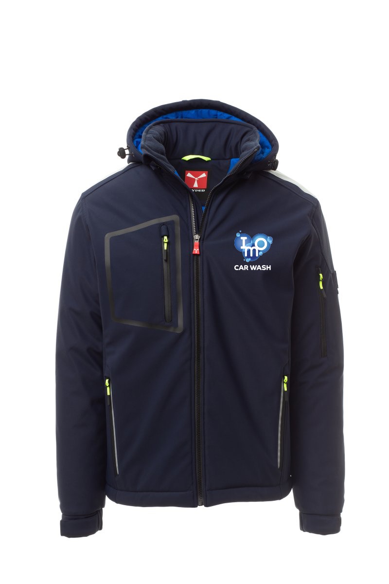 STREAM PAD pánský zateplený softshell - barva námořní modrá - potisk IMO