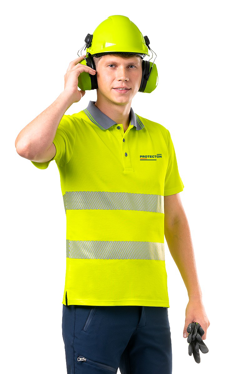 LUMOS polokošile HI-VIS žlutá s barevným potiskem Protecton