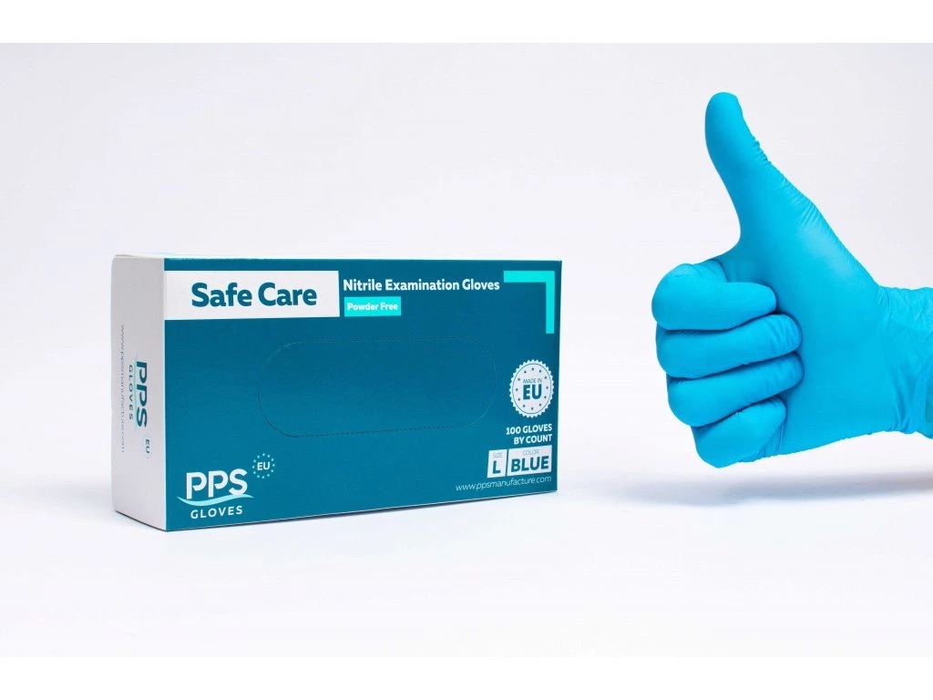 Jednorázové nitrilové nepudrované rukavice UNI SAFE CARE - modré (1bal.=100ks)