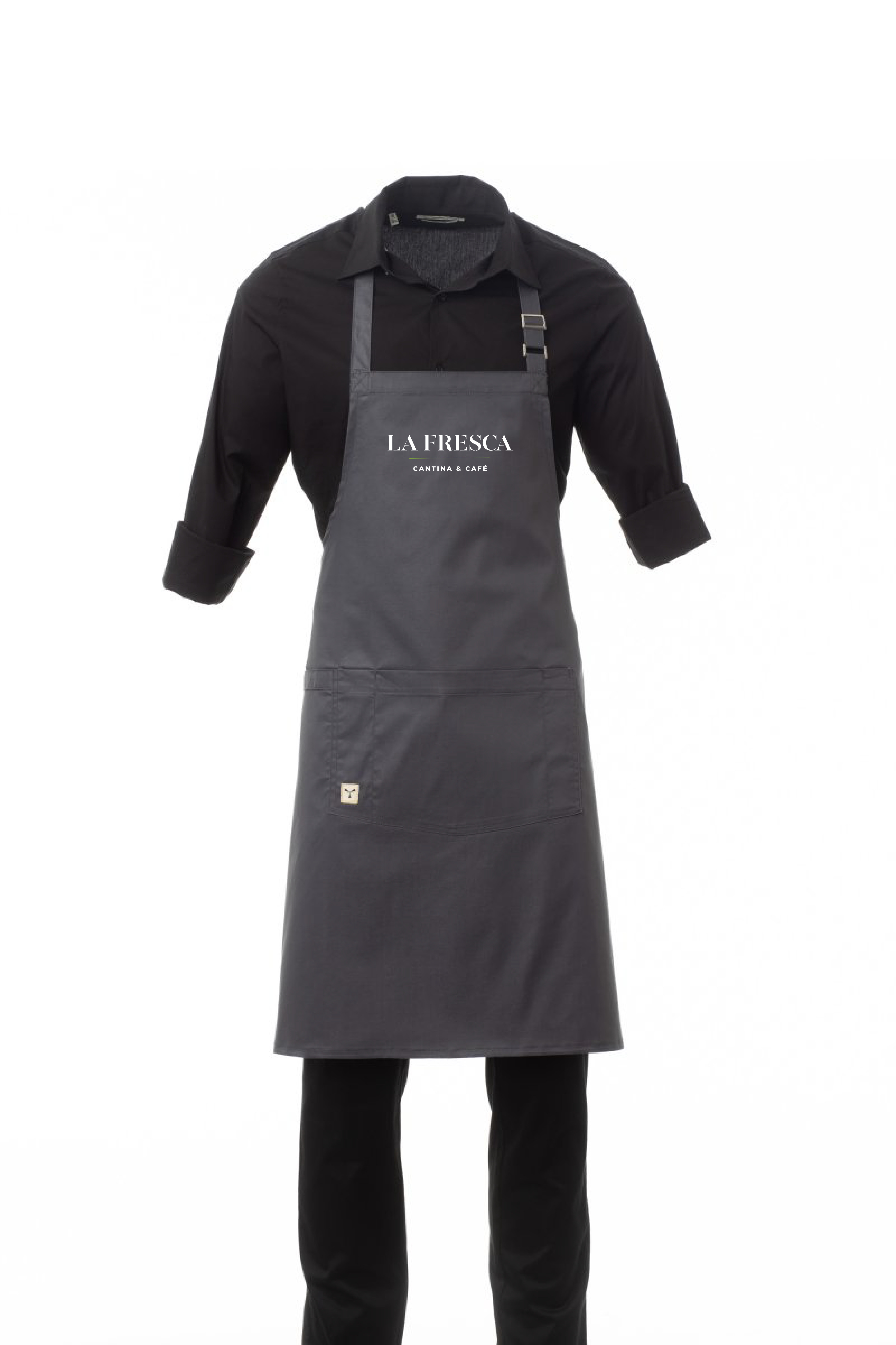 BISTROT zástěra unisex - železná šedá - výšivka La Fresca