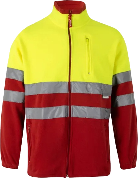 Mikina Fleece reflexní - červená / HI-VIS žlutá